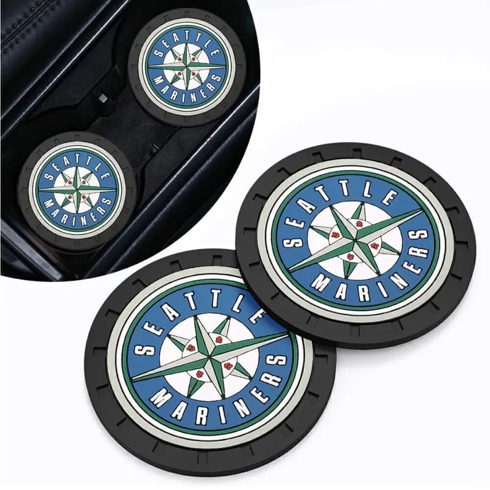 MLB Seattle Mariners car cup Coasters in black Set of 2 NWT